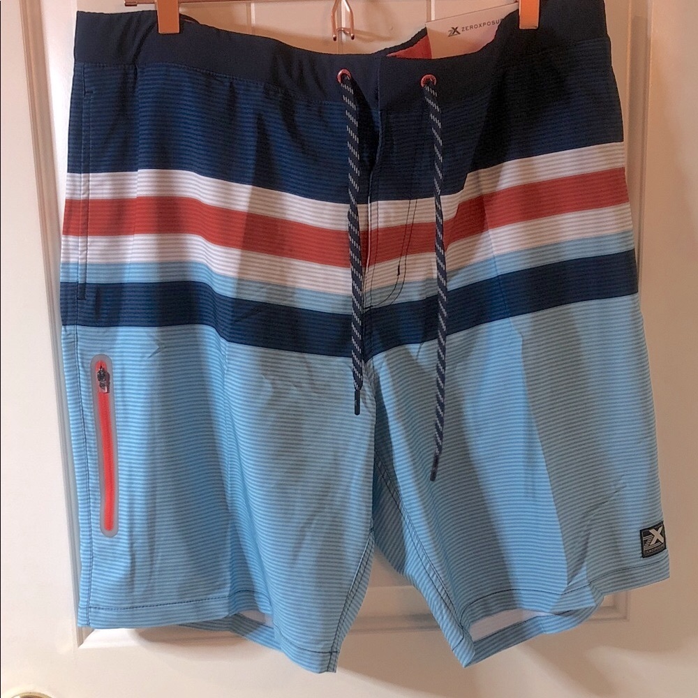 ZeroXposur Men's Swim Shorts - Blue, Red, White
